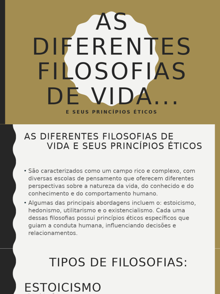 As Diferentes Filosofias de Vida e Seus Principios Éticos Agora | PDF ...