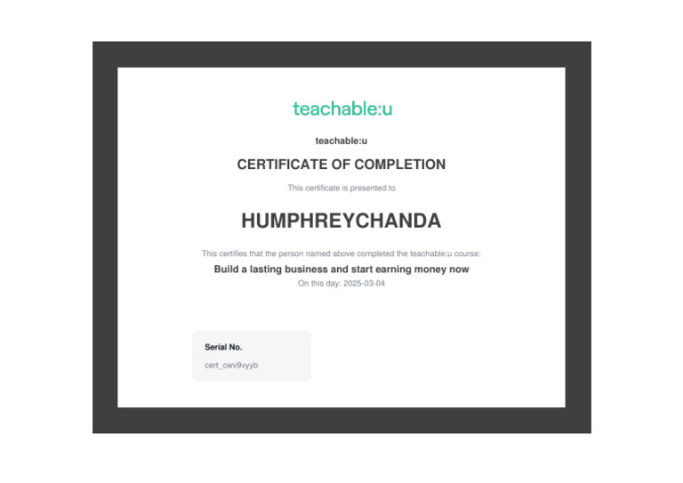 Certificate of Completion For Build A Lasting Business and Start ...