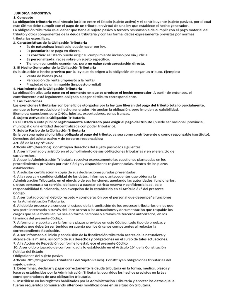 Obligación Tributaria: Conceptos Clave | PDF | Impuestos | Business