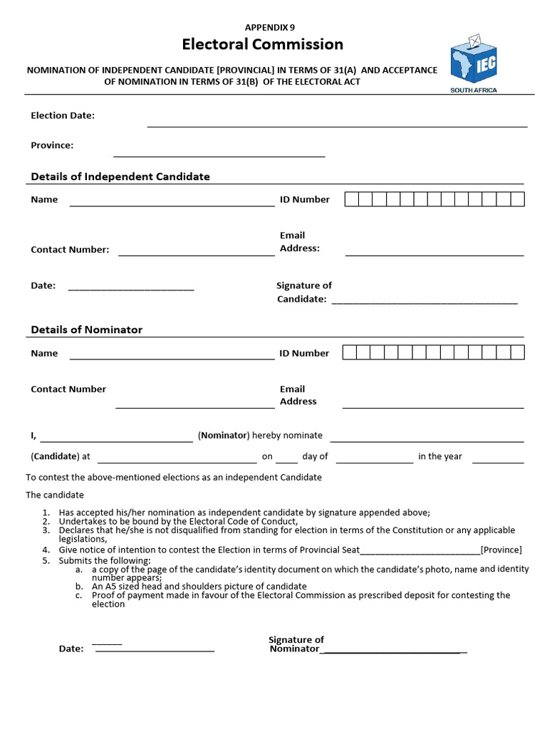 Independent Candidate Nomination Form | PDF