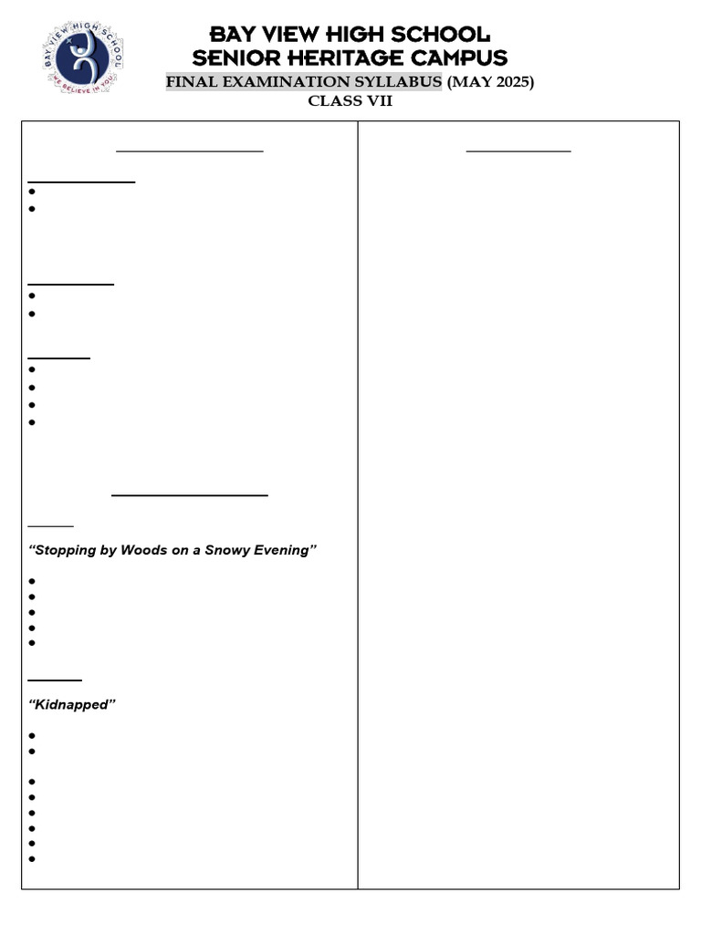 Class VII Final Exam Syllabus 2025 | PDF | Area | Agriculture