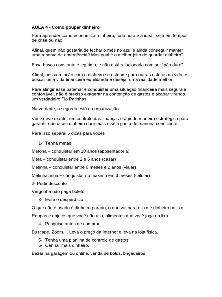 Dicas Práticas para Economizar Dinheiro | PDF