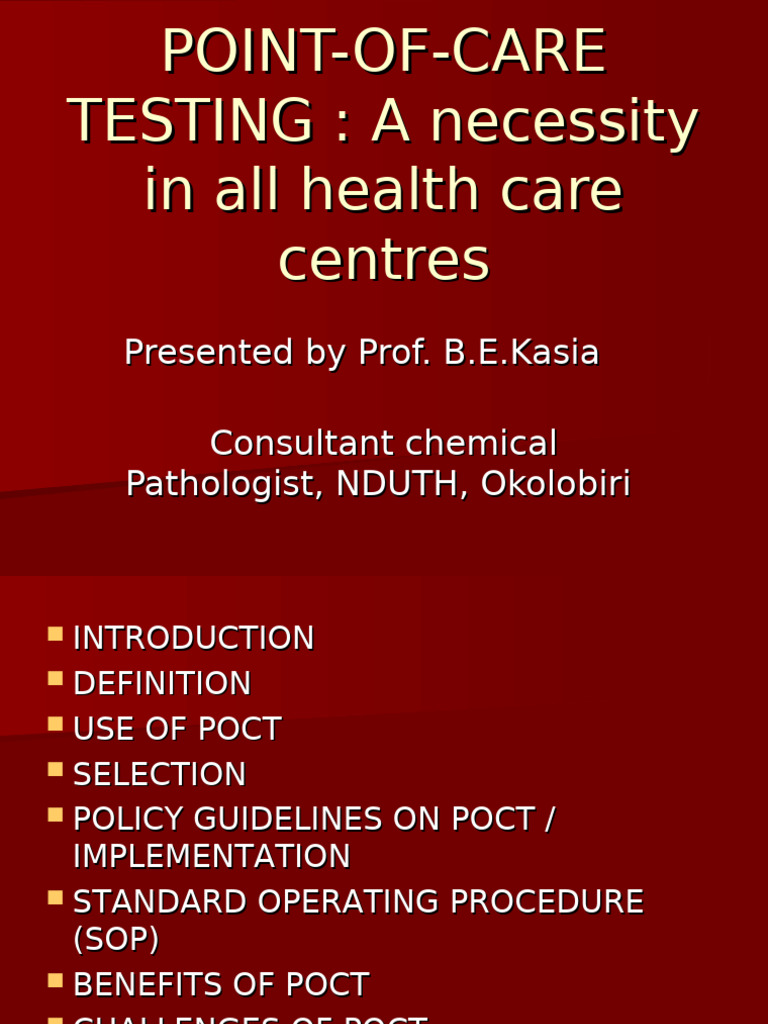 Point of Care Testing | PDF | Pathology | Patient