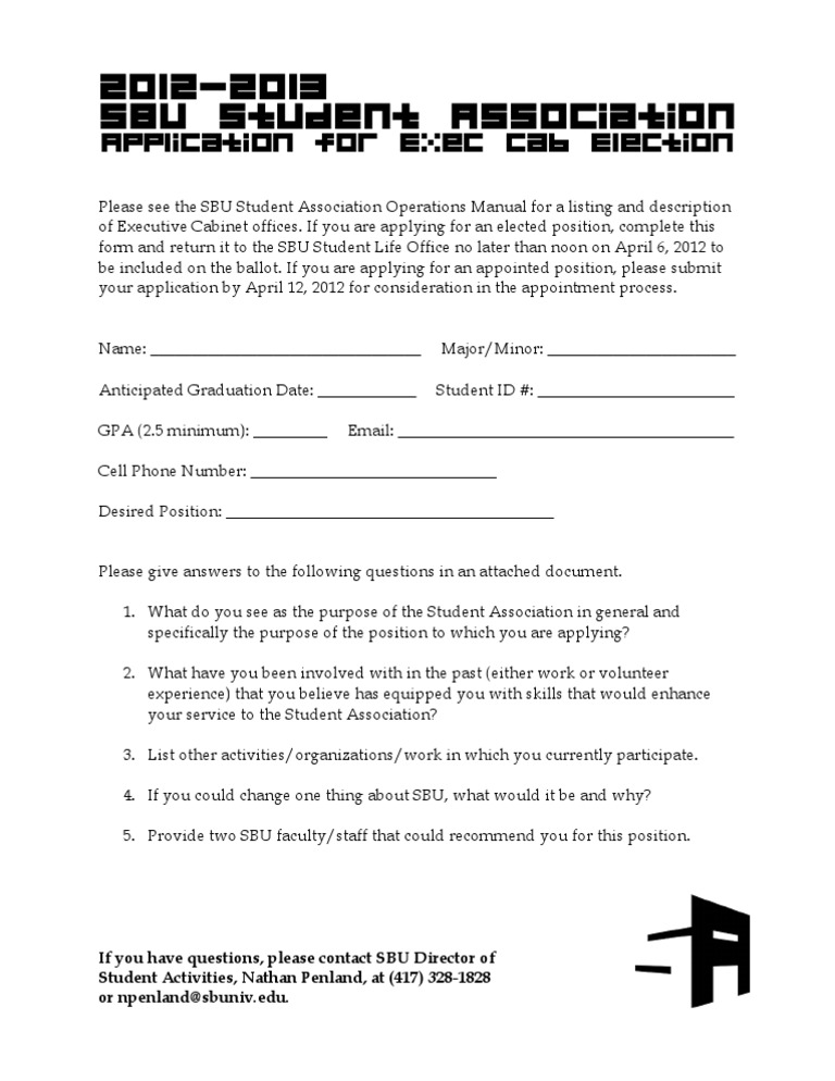 2012-2013 Application For SA Executive Cabinet | PDF | Career & Growth