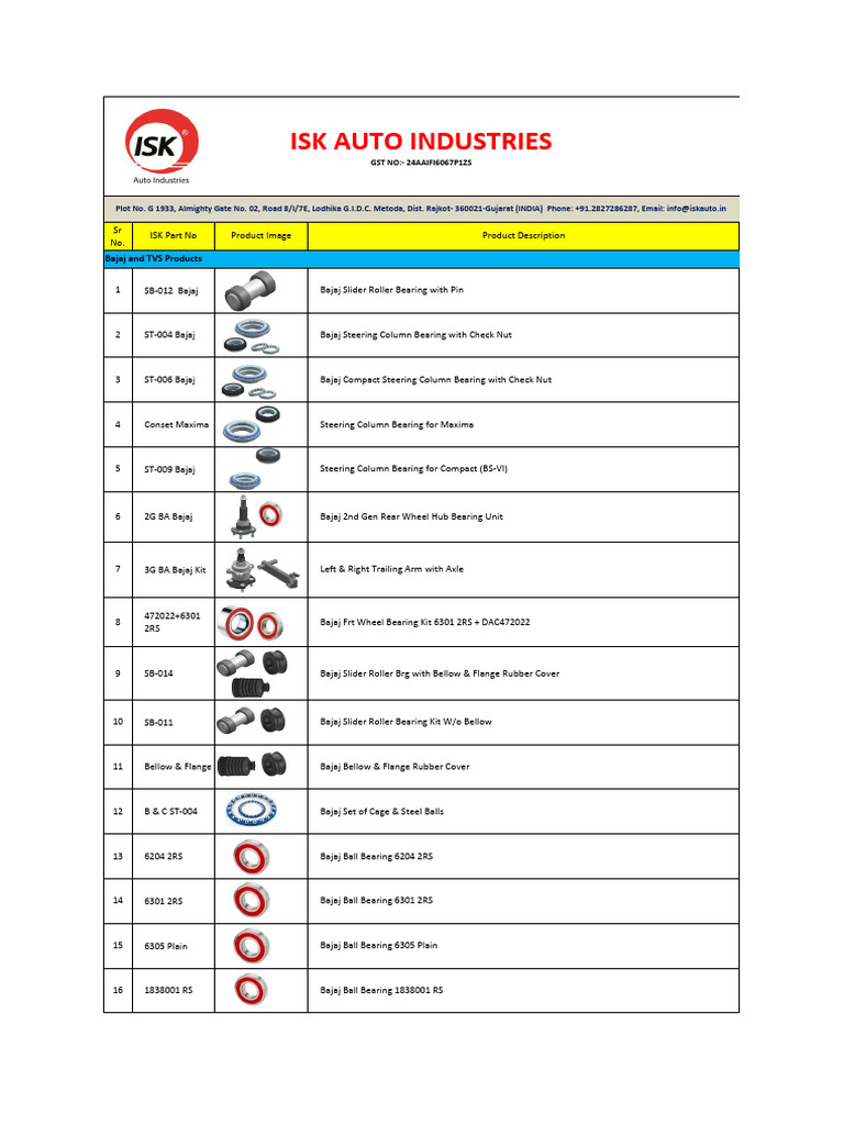 ISK Motorcycle Parts Catalog | PDF | Steering | Axle
