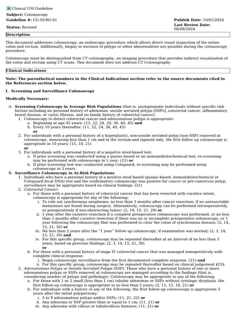 CG SURG 01 Colonoscopy | PDF | Colonoscopy | Colorectal Cancer