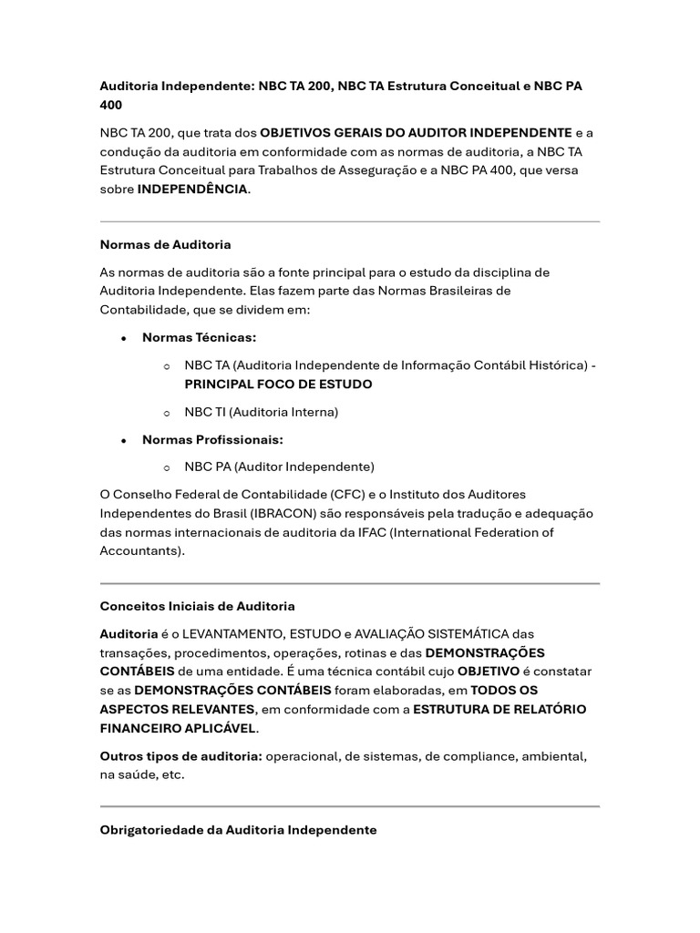 Auditoria Independente e Normas NBC | PDF | Contabilidade | Relatório anual