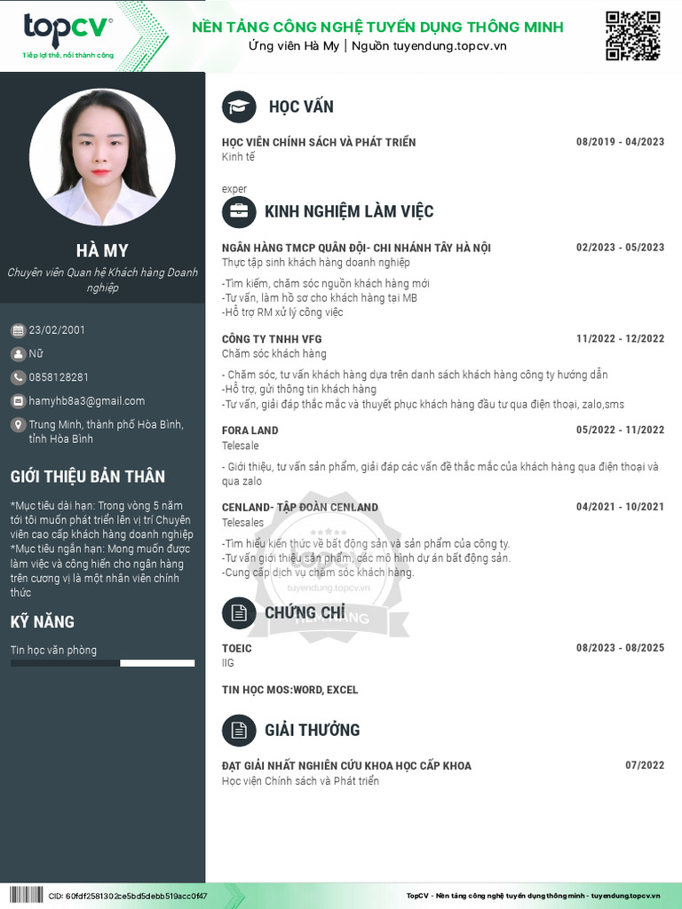 Ha My TopCV - VN 160923.222746 | PDF