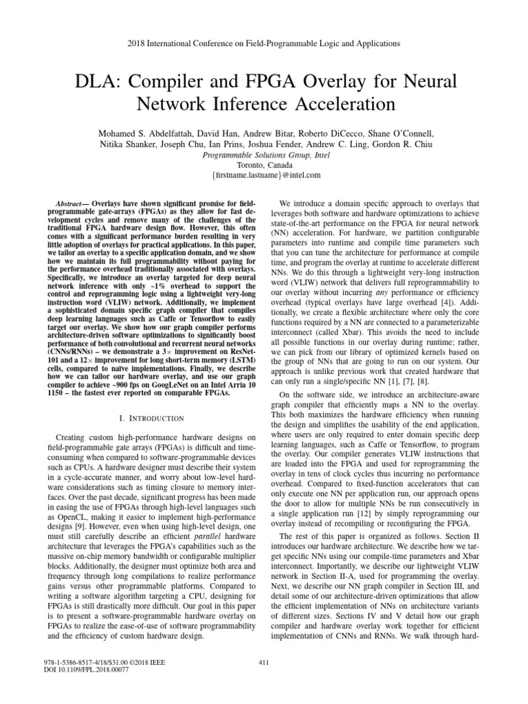 FPGA Overlay for Neural Network Acceleration | PDF | Field Programmable ...