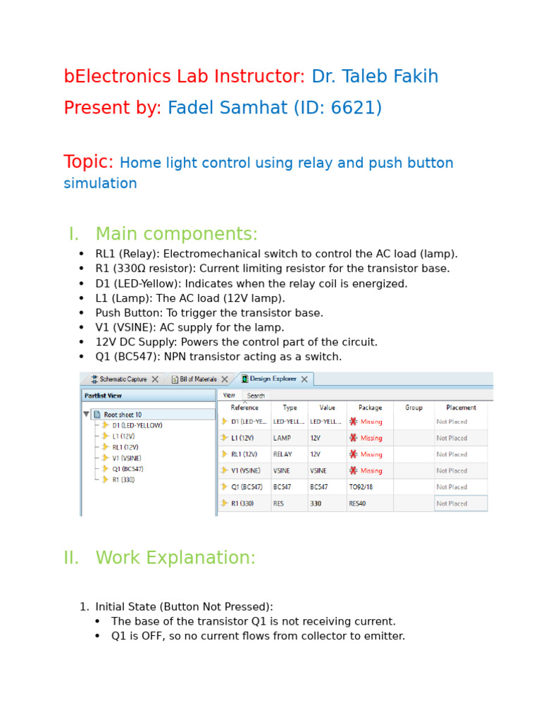 Home Light Control Using Relay and Push Button Simulation | PDF