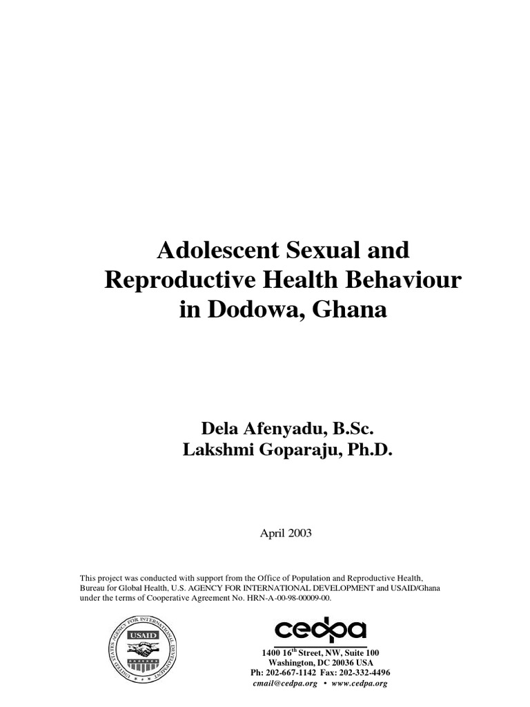 Adolescent Sexual and Reproductive Healt | PDF | Adolescence | Teenage ...