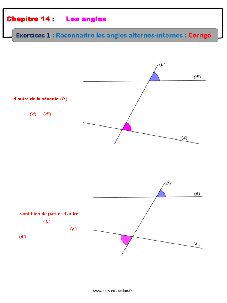 Exercices sur les angles alternes-internes | PDF