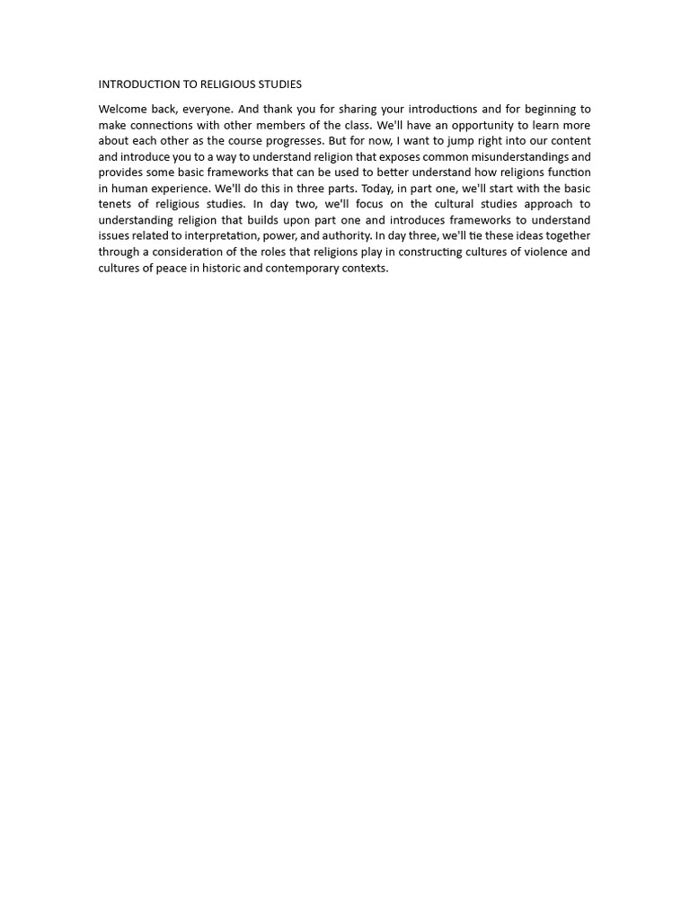 Introduction to Religious Studies Overview | PDF