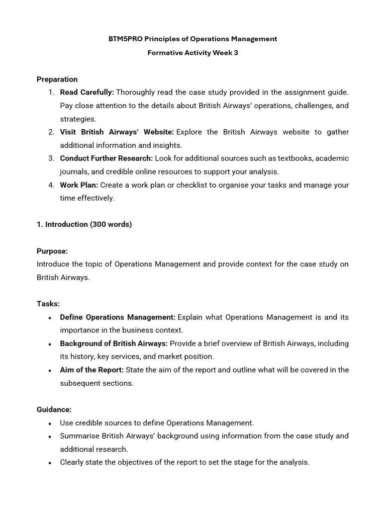 British Airways Operations Management Analysis | PDF | Operations ...