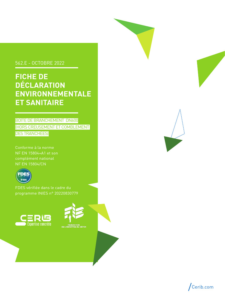 FDES Boîte de Branchement DN600 | PDF | Béton | Analyse du cycle de vie
