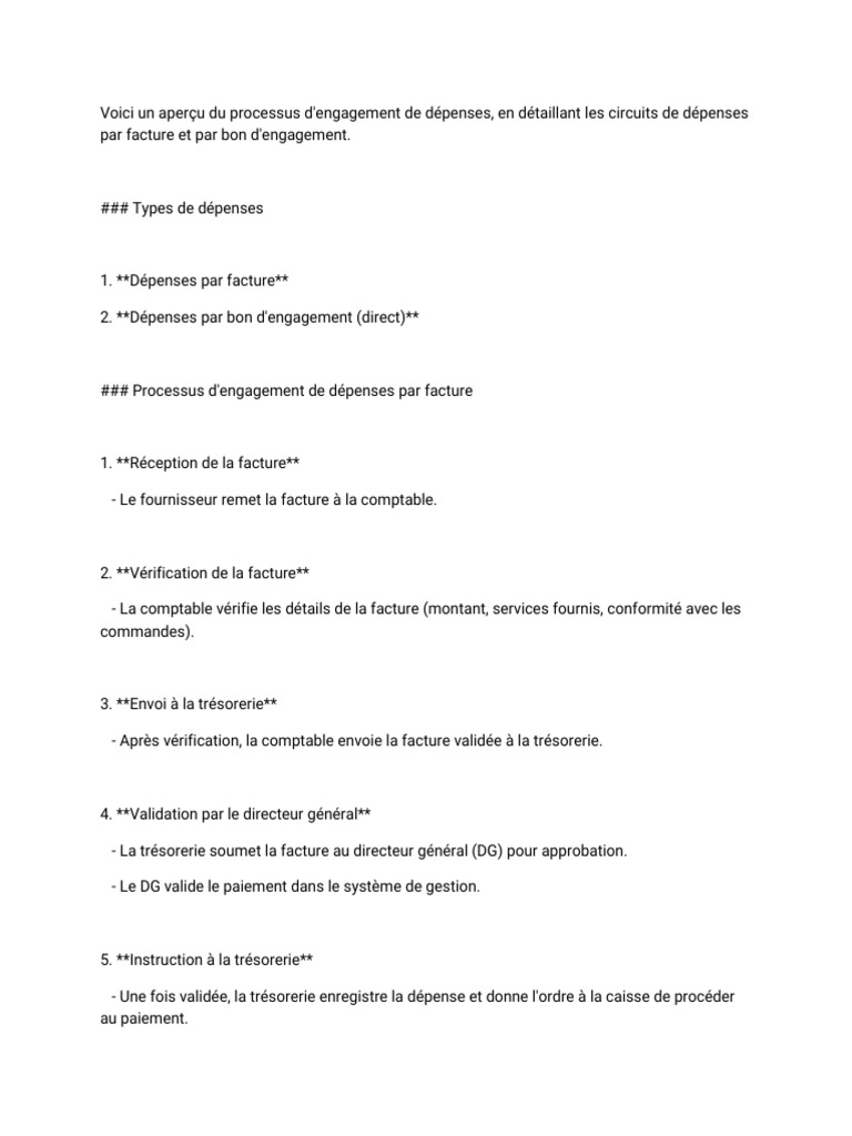 Processus d'engagement de dépenses détaillé | PDF