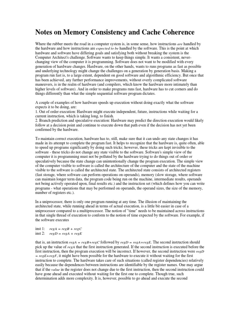 Memory Consistency & Cache Coherence Explained | PDF | Cpu Cache ...
