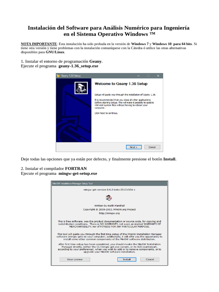 Instalación de Software Numérico en Windows | PDF | Microsoft Windows ...