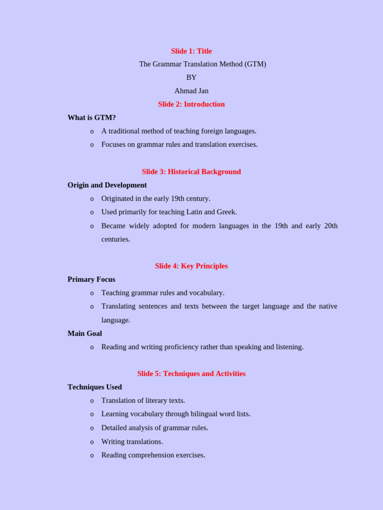 Grammer Translation Method | PDF | Translations | Second Language