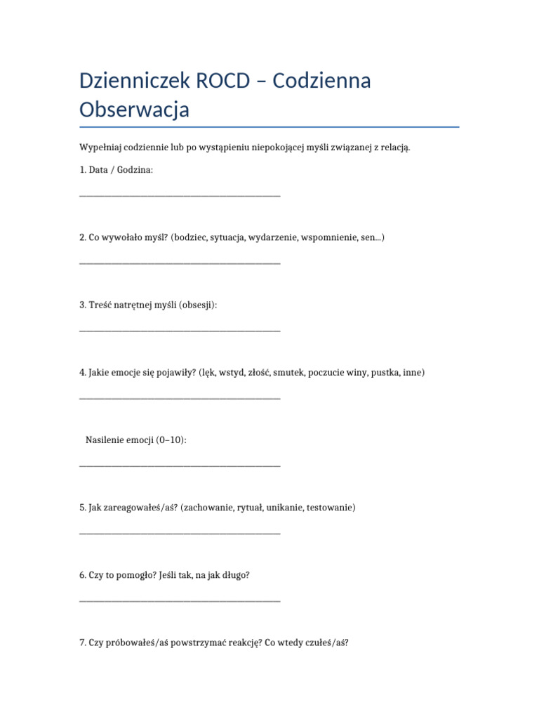 Dzienniczek ROCD | PDF
