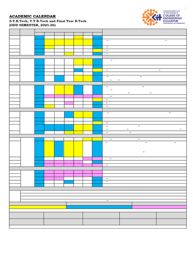 Academic Calendar 2025-26: Odd Semester | PDF | Academic Term ...