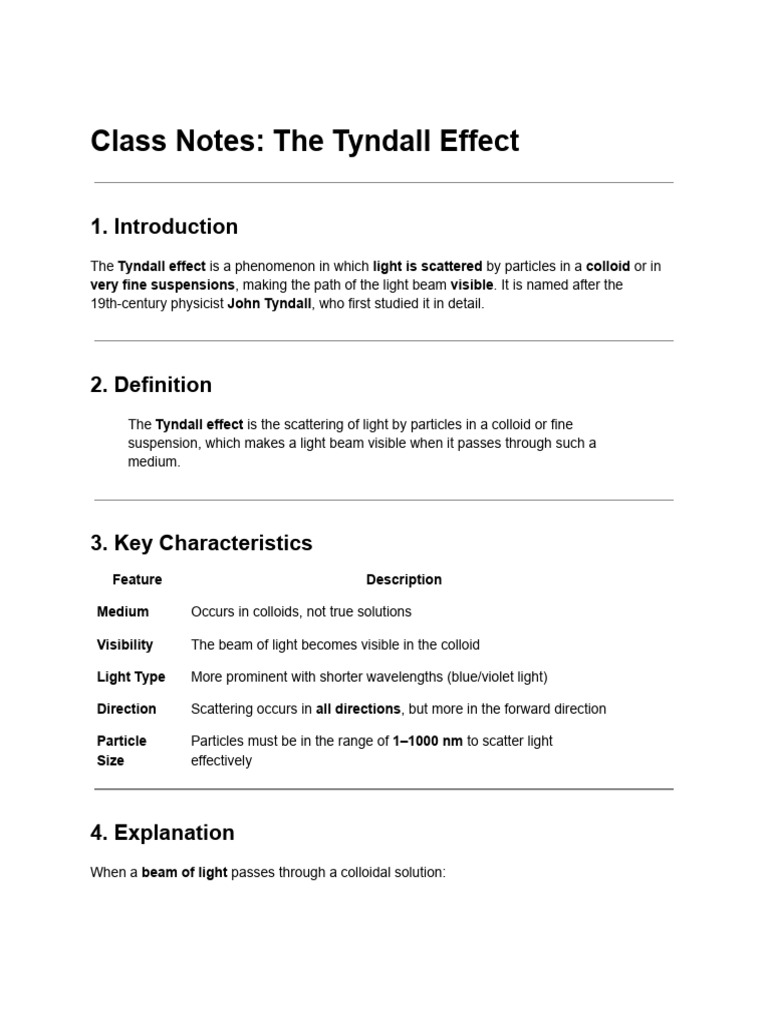 Understanding the Tyndall Effect | PDF | Light | Scattering