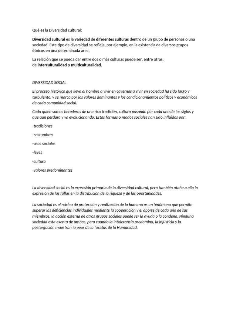 Definición de Diversidad Cultural | PDF