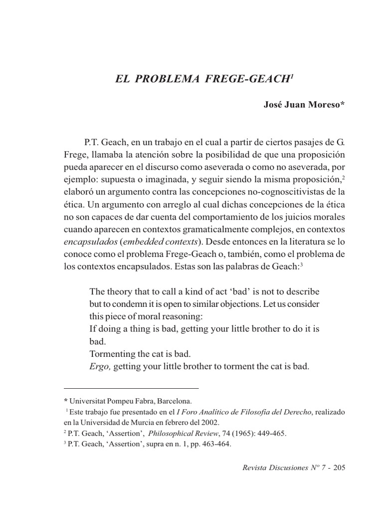 Problema Frege-Geach en ética | PDF