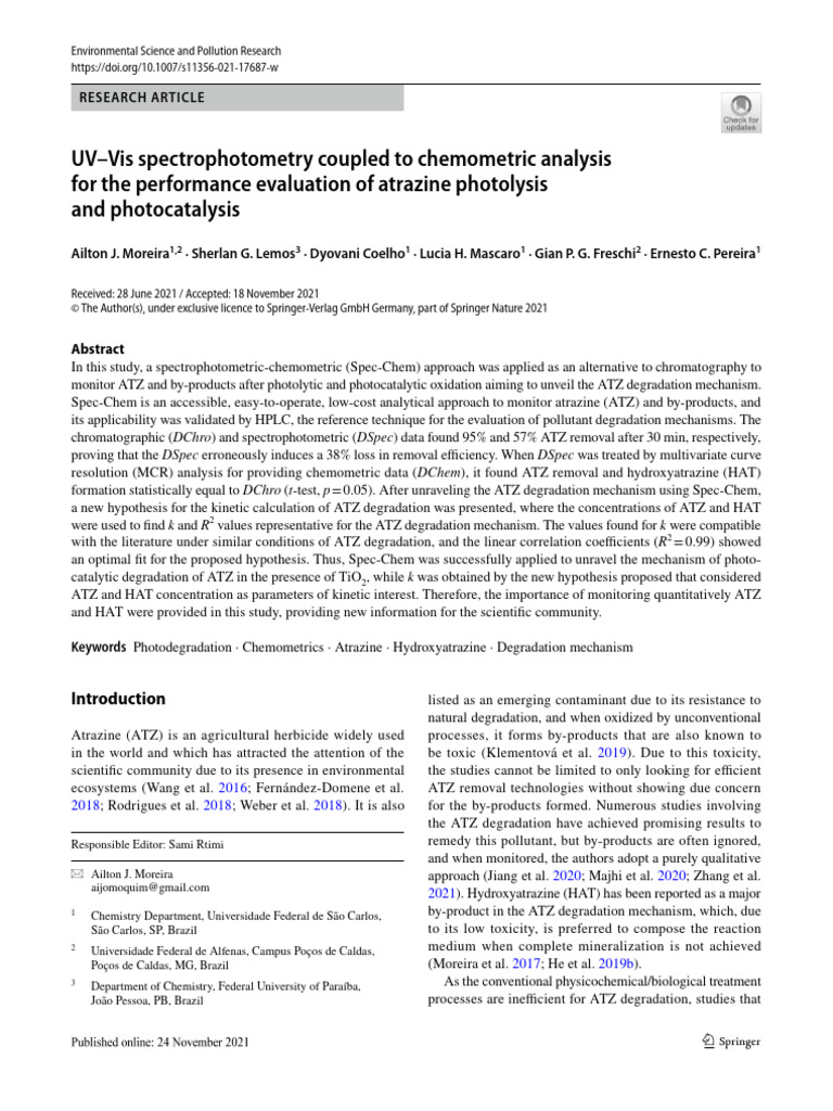 UV-Vis Spectrophotometry Coupled To Chemometric Analysis For The ...