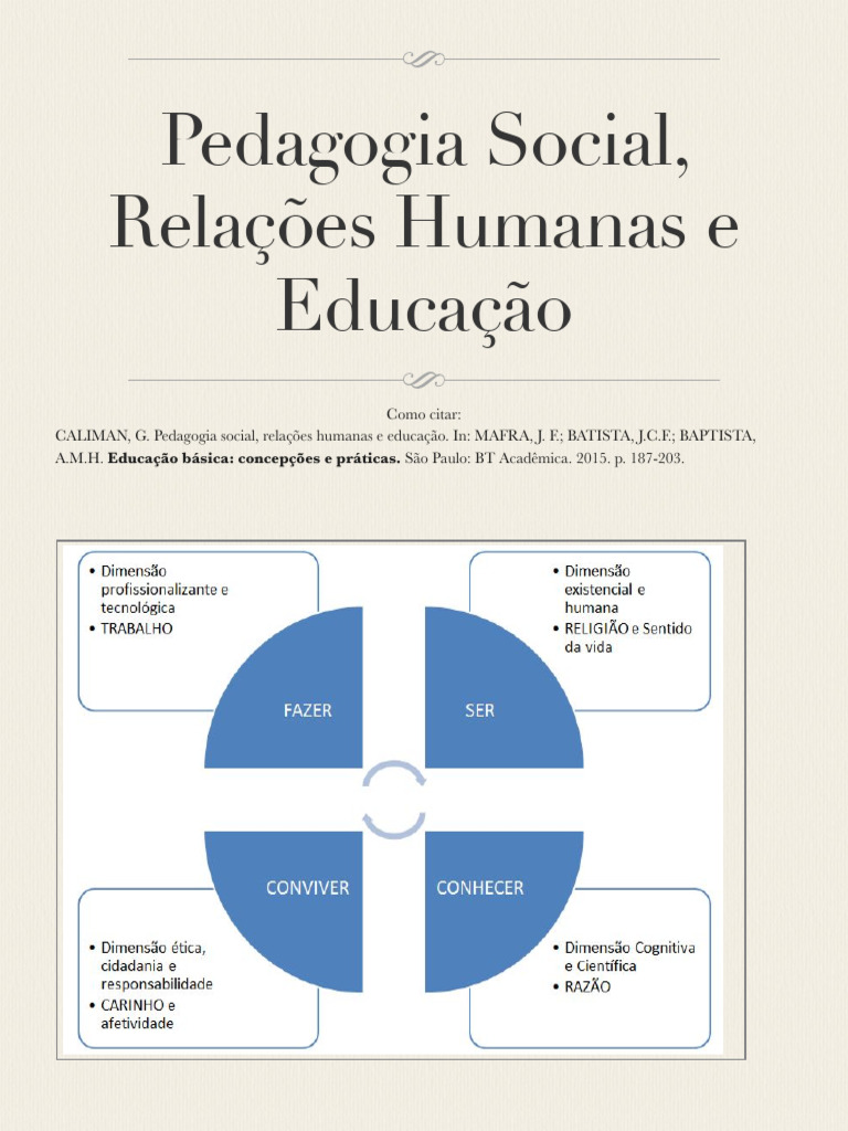 Pedagogia Social e Relações Humanas | PDF | Pedagogia | Sociologia