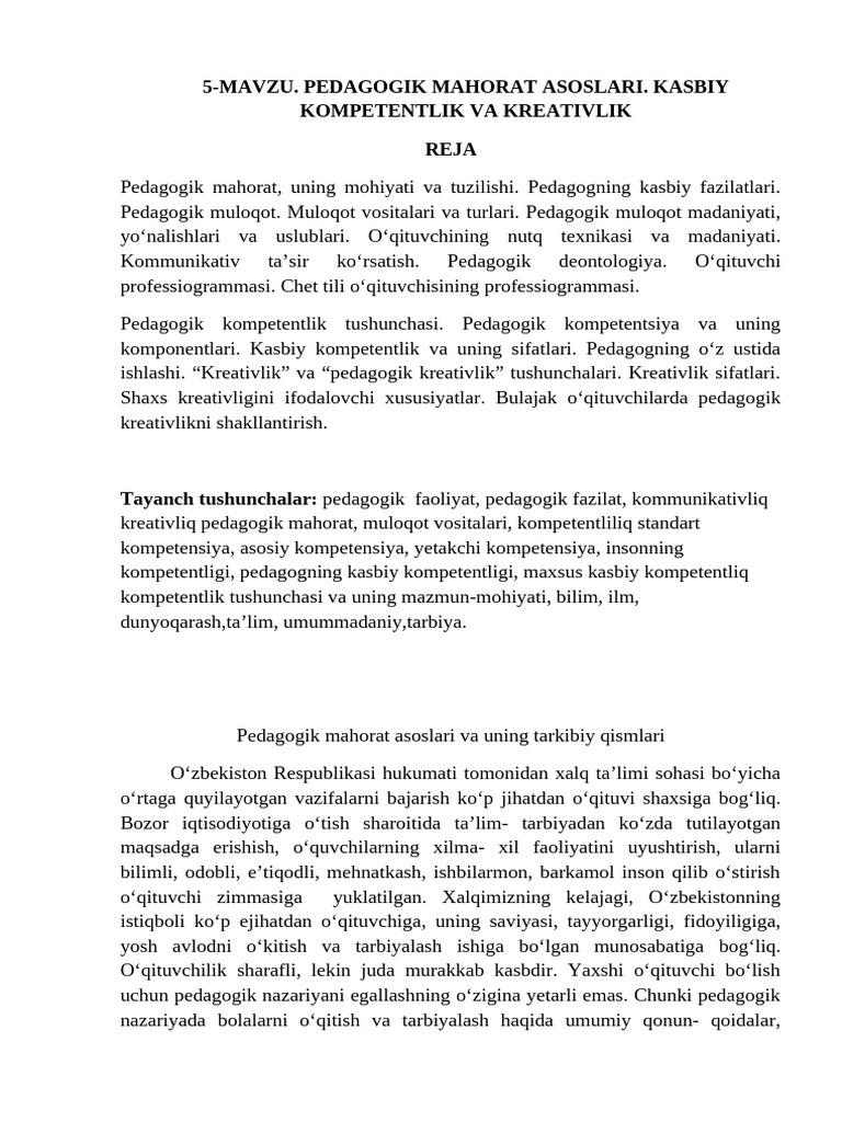 5 Mavzu | PDF