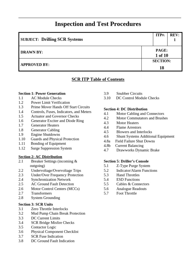 Drilling SCR Systems Inspection Guide | PDF | Fuse (Electrical ...