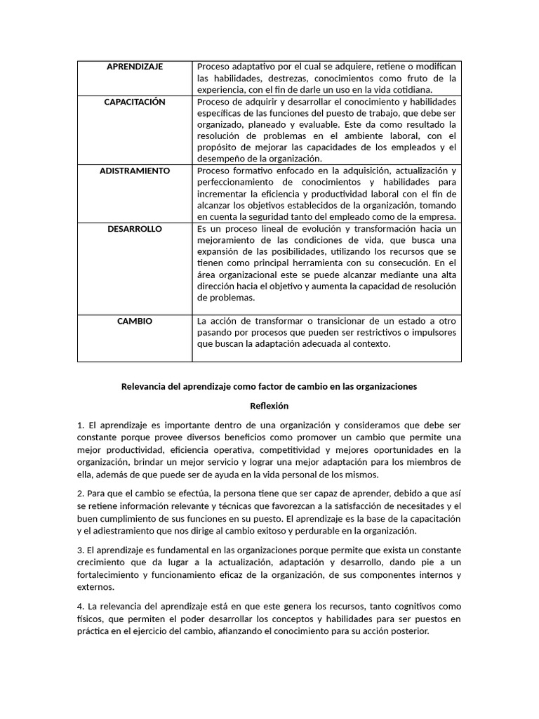 Aprendizaje: Clave para el Cambio Organizacional | PDF | Aprendizaje ...