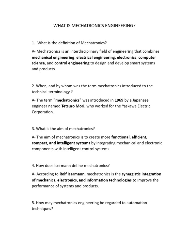 Understanding Mechatronics Engineering | PDF