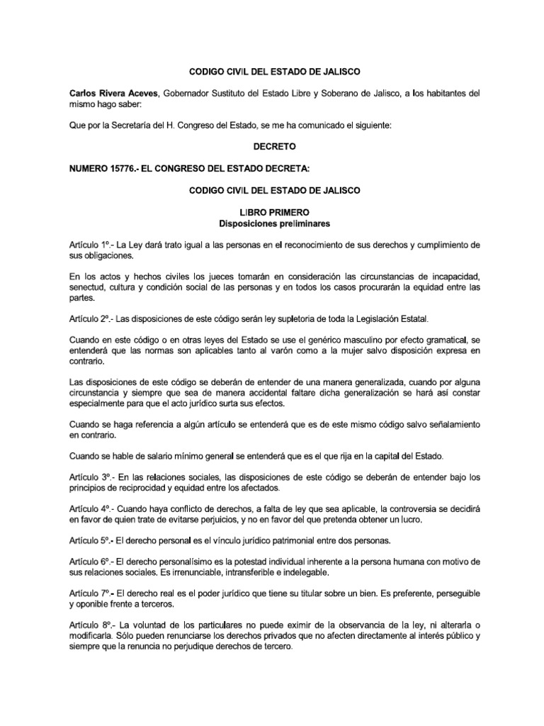 Codigo Civil de Jalisco 1 | PDF