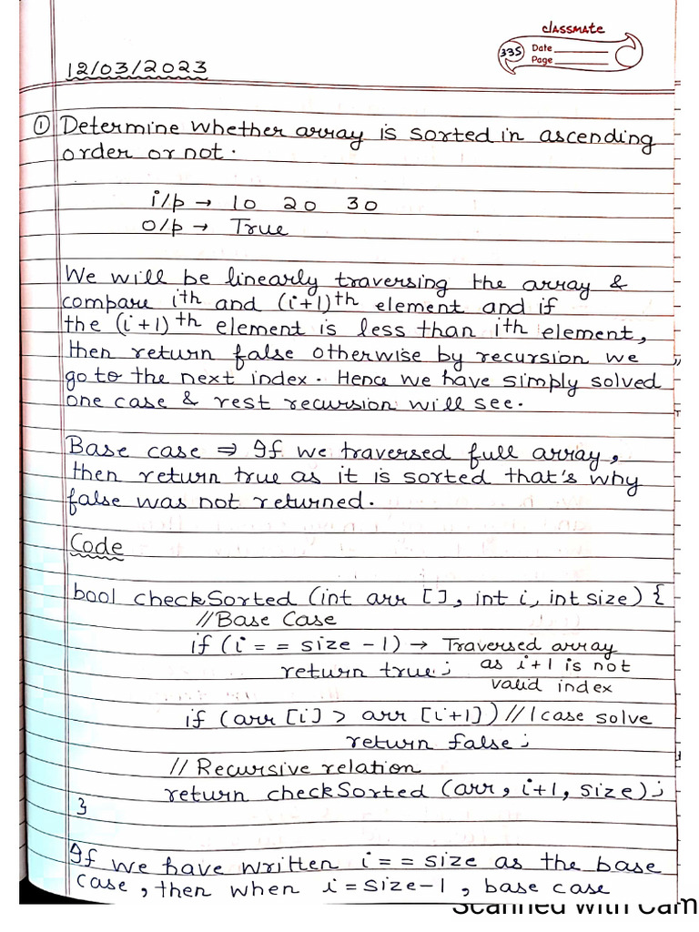 Recursion ClassIII Notes 12th March 2023 | PDF