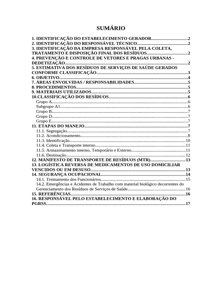 Plano de Gerenciamento de Resíduos de Saúde | PDF | Desperdício | Poluição