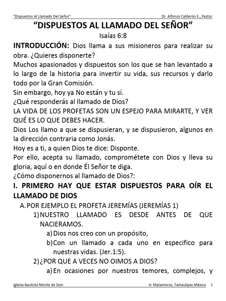 Disponte al Llamado de Dios | PDF | Jonás