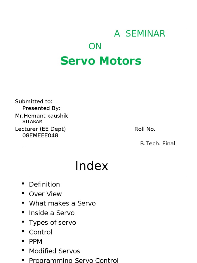 Servo Motor | PDF | Servomechanism | Electric Motor