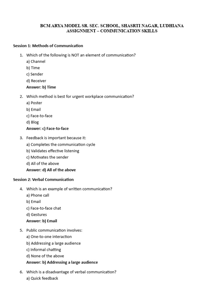 Communication Skills Assignment Guide | PDF | Communication | Human ...