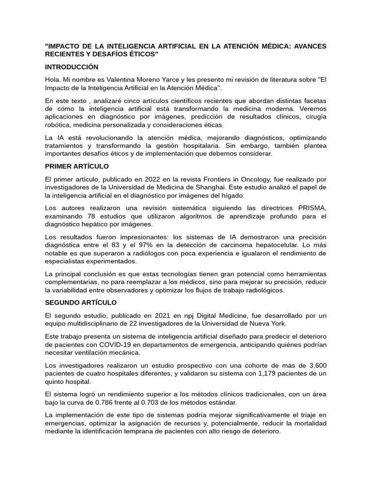 IA en Medicina: Avances y Desafíos Éticos | PDF | Inteligencia ...