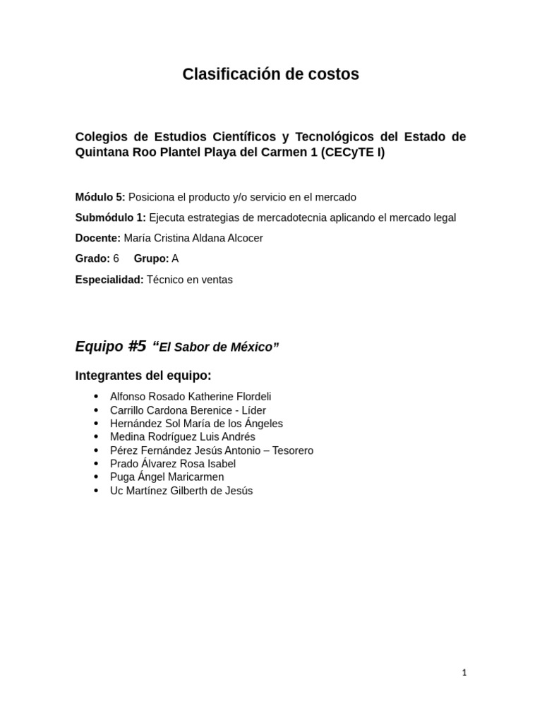 Clasificación de Costos Empresariales | PDF | Business | Condimentos