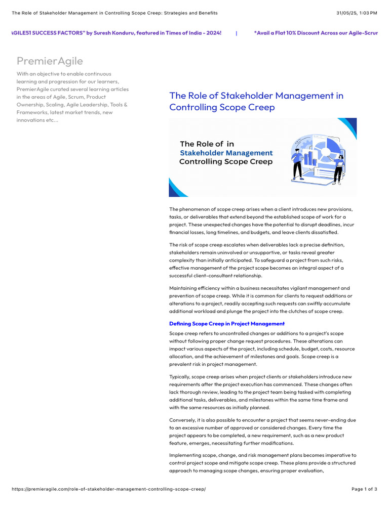 Controlling Scope Creep with Stakeholders | PDF | Project Management