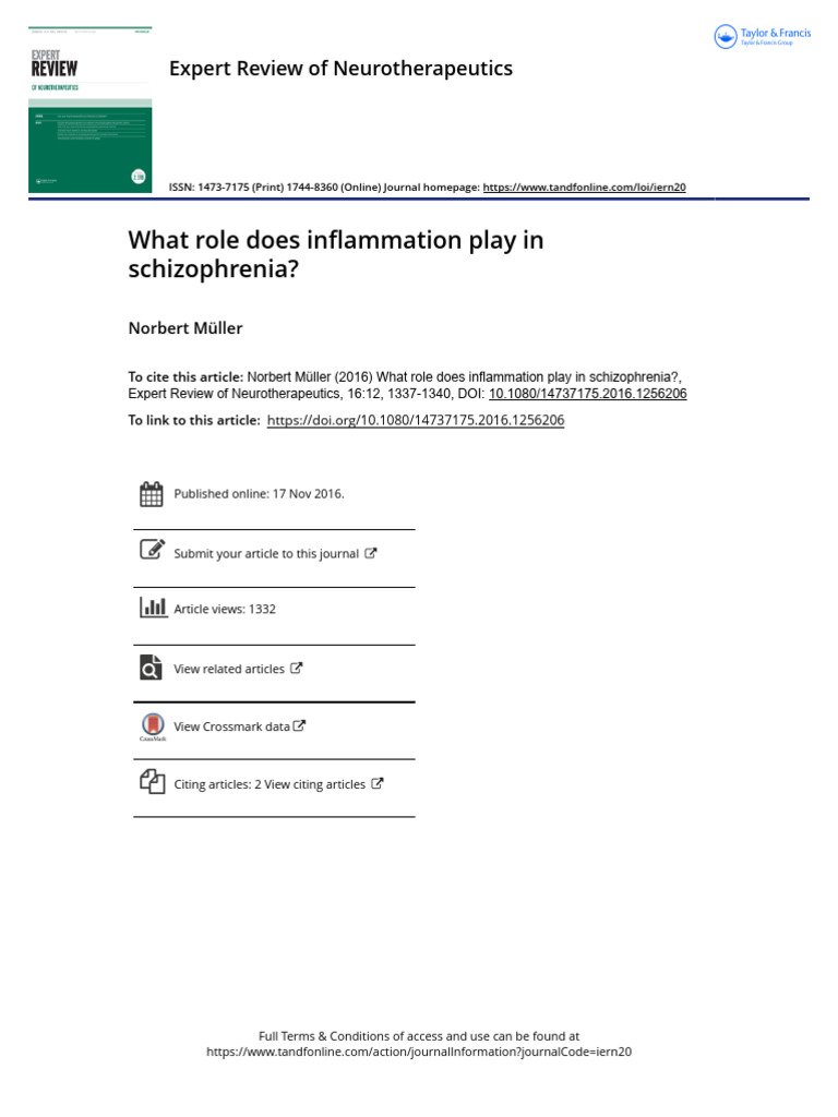 Inflammation's Role in Schizophrenia | PDF | Schizophrenia | Microglia