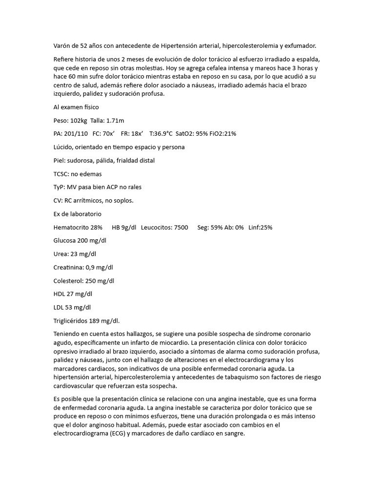 Angina Inestable | PDF | Aterosclerosis | Infarto de miocardio