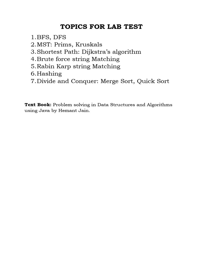 Topics For Lab Test | PDF