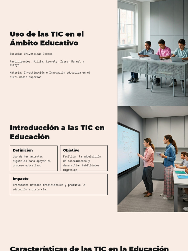 Uso de Las TIC en El Ámbito Educativo | PDF | Tecnología de información ...