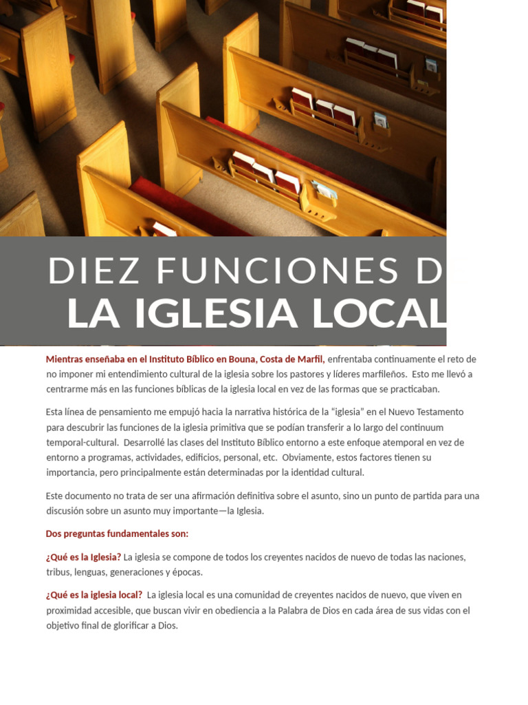 Funciones Clave de la Iglesia Local | PDF | Iglesia cristiana | Biblia