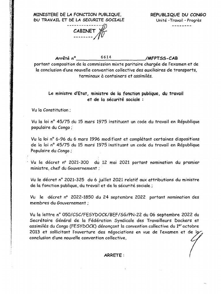 Congo Arrete 2023 6614 | PDF