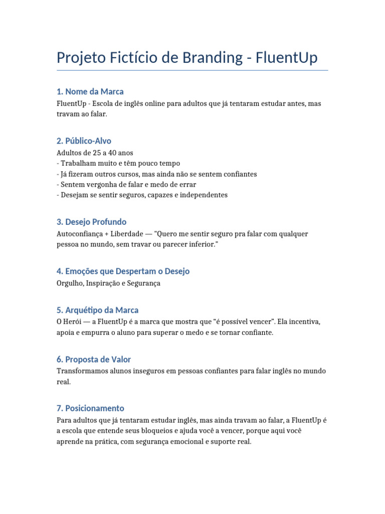 Branding FluentUp Projeto Ficticio-1 | PDF